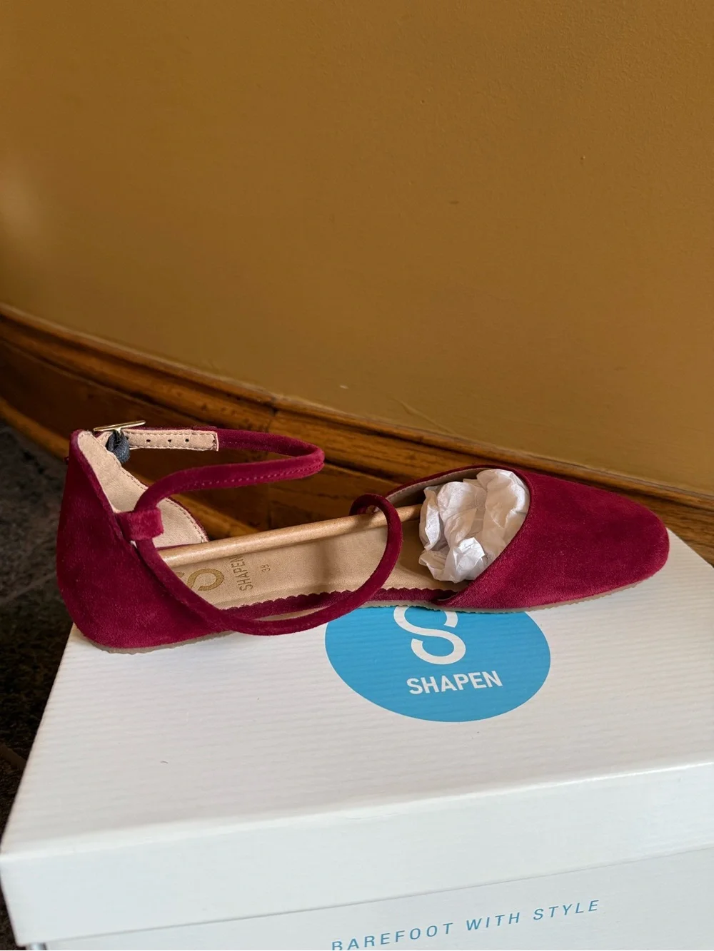 Shapen Orchid Flats Bordeaux Suede Flats Barefoot Shoes 38